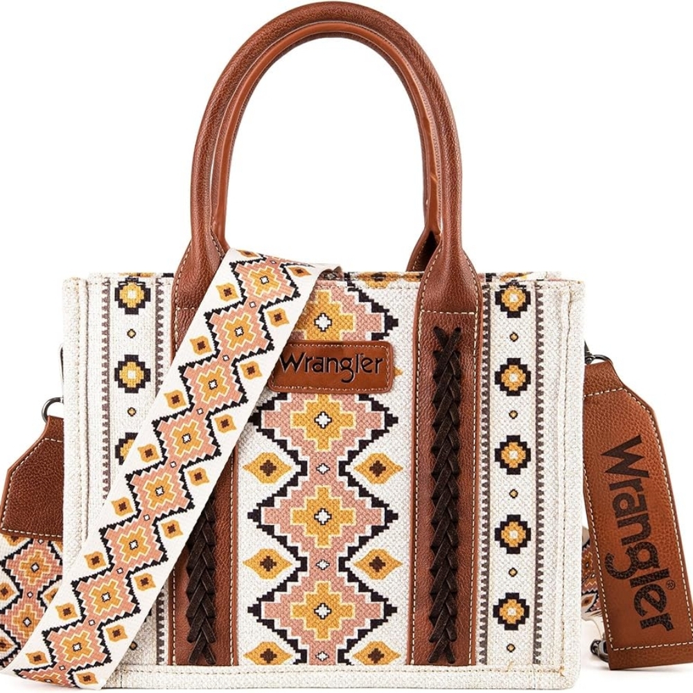 NWT Wrangler's Brown and Cream Patterned Tote Bag